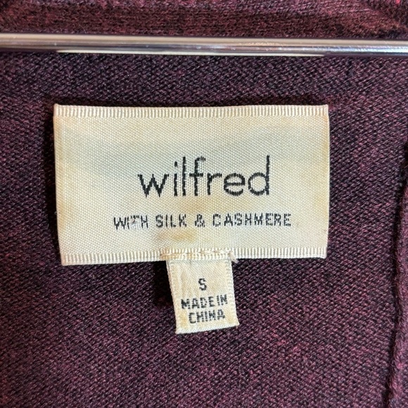 WILFRED Sz S Open Front Cardigan Silk Cotton Cashmere Blend With Pockets Aritzia - Picture 2 of 9